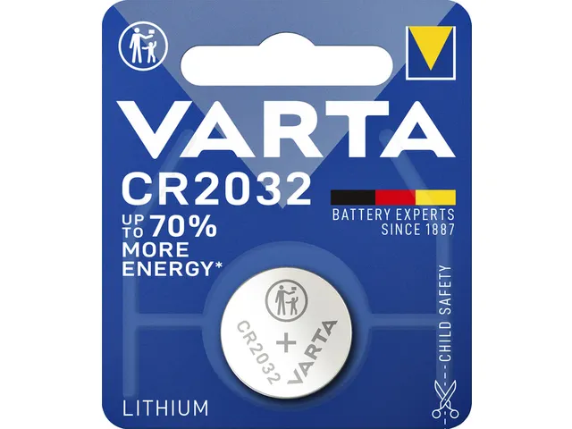 Batterij Varta knoopcel CR2032 lithium 3V blister à 1 stuk