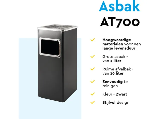 BRASQ Asbak met Afvalbak AT600 Zwart 16 Liter