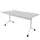 klaptafel,HxBxD 750x1600x800mm,hoekig,T-voet wit,ovale buis,blad grijs