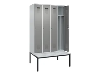 locker met bank,voor scheiding van kleding,HxBxD 2120x1200x815mm,4vak - 1