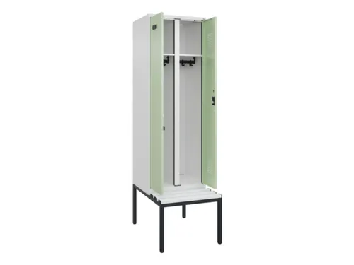 locker met bank,voor scheiding van kleding,HxBxD 2120x600x815mm,2vak