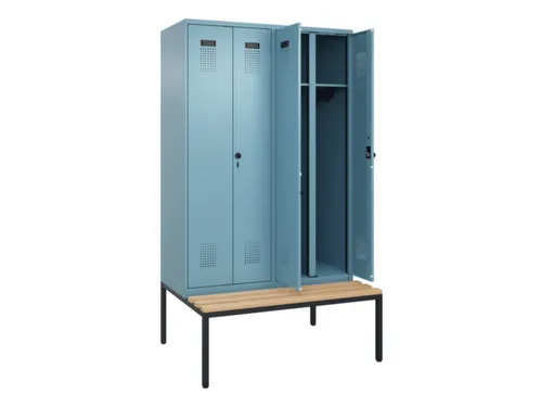 locker met bank,voor scheiding van kleding,HxBxD 2120x1200x815mm,4vak