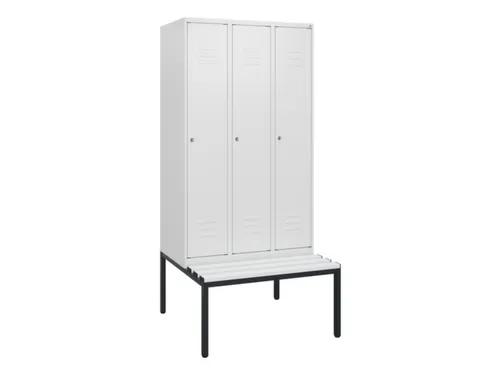 locker met bank,HxBxD 1950x900x815mm,3vak,vak B 300mm,cil.-slot