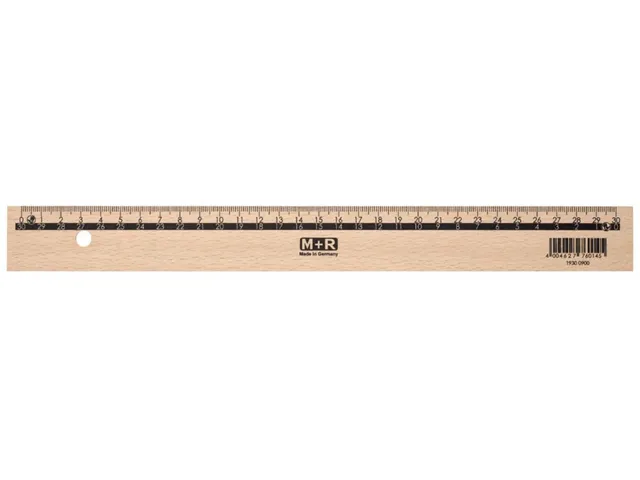 Règle en bois avec échelle de mesure Droitier -Gaucher 30cm
