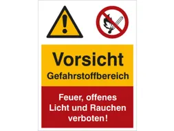combi-bord waarschuwing/verbod,Pas op! Gebied met gevaarlijke stoffen