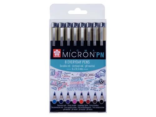 Fineliner Sakura Pigma Micron 0.4mm blister à 8 stuks assorti