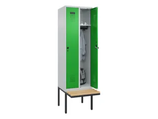 locker met bank,HxBxD 2120x600x815mm,2vak,vak B 300mm,draaigrendel - 1