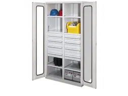 Materiaalkast Scheidingswand 1950x1000x600mm 6legborden 8laden Ral7035