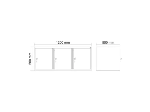 opzetkast,v. locker,3vak.,vak B 400mm,HxBxD 500x1200x500mm