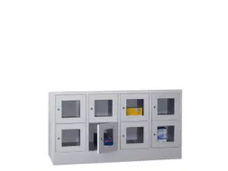 lockerkast,HxBxD 855x1600x500mm,4x2vakken,RAL7035,front RAL5012