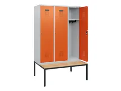 locker met bank,HxBxD 1950x1200x815mm,3vak,vak B 400mm,cilinderslot