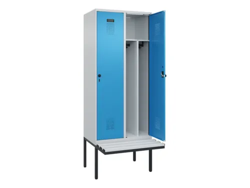 locker met bank,voor scheiding van kleding,HxBxD 2120x800x815mm,2vak