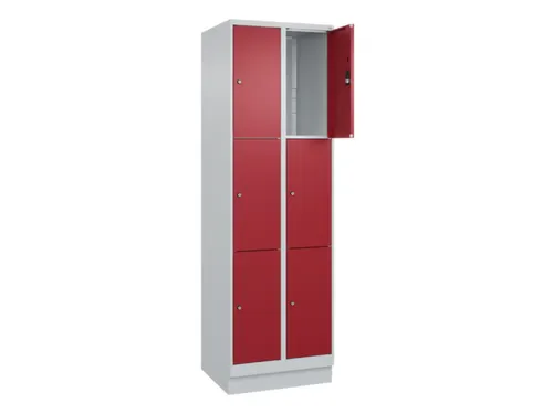 lockerkast,HxBxD 1950x600x500mm,2x3vakken,vak B 300mm,cil.-slot,sokkel