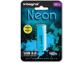 Neon USB-stick 3.0, 32GB, blauw - 1