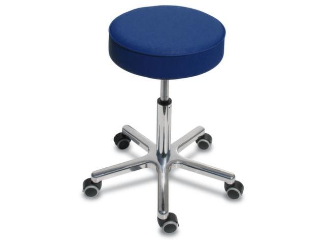 Draaikruk Wielen Kunstleer Skyblauw 460-590mm Alu Voetkruis Gasveer | ZadelkrukkenShop.be