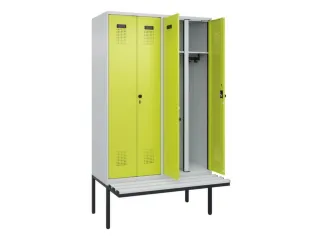 locker met bank,voor scheiding van kleding,HxBxD 2120x1200x815mm,4vak - 1