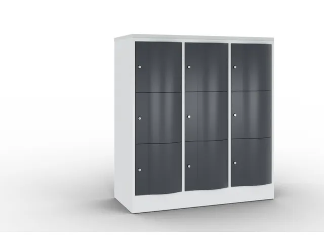 lockerkast cil.slot 1255x1150x540mm 3x3 vakken RAL7035 front RAL7021