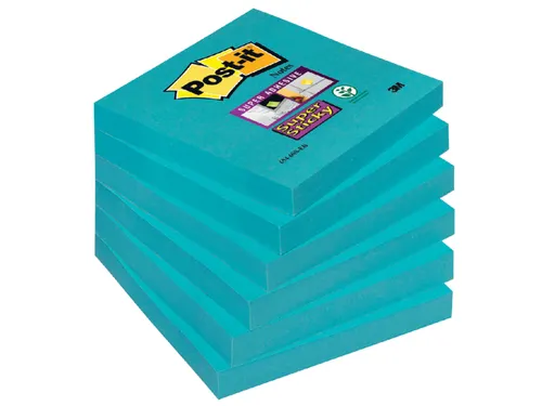 Memoblok Post-it 654 Super Sticky 76x76mm blauw 90 vel