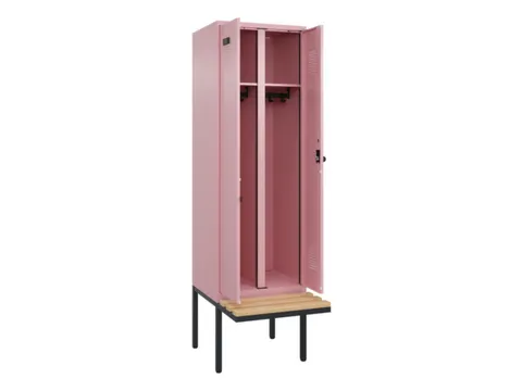 locker met bank,voor scheiding van kleding,HxBxD 2120x600x815mm,2vak
