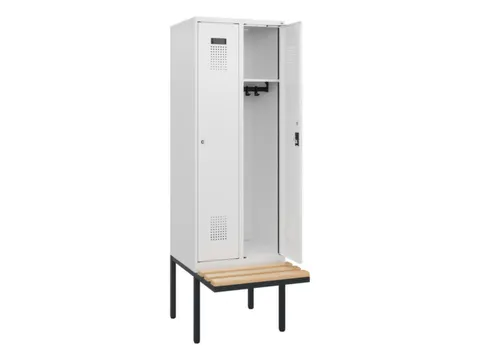 locker met bank,HxBxD 1950x600x815mm,2vak,vak B 300mm,cilinderslot