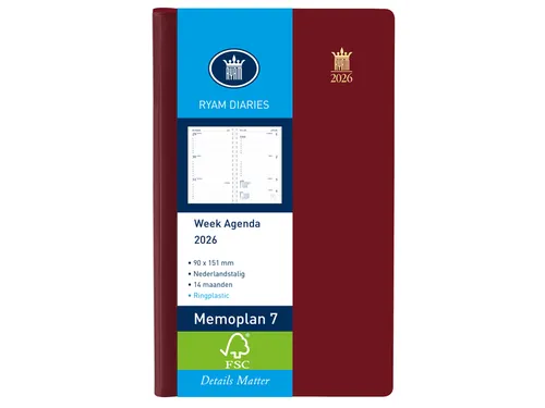 Agenda 2027 Ryam Memoplan 7 Suprema ringplasic 7dagen/2pagina's bordea