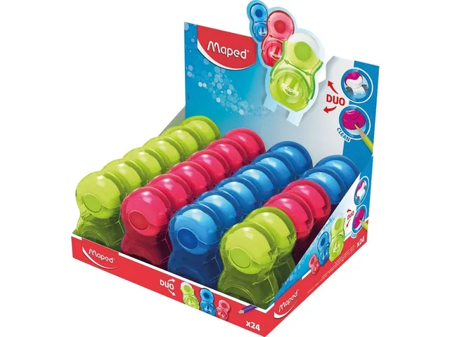 Puntenslijper Maped Loopy 1 gaats met gum display á 24 stuks assorti