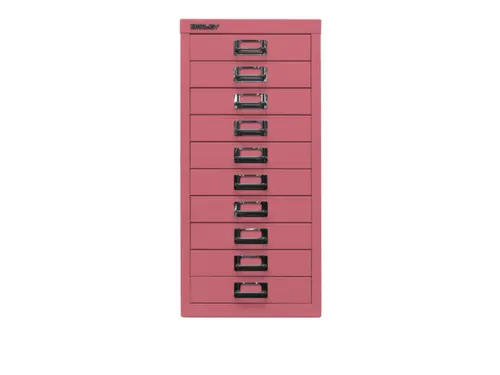 kantoor-ladekast HxBxD 590x279x380mm 10 laden romp + front pink staal