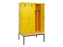 locker met bank,voor scheiding van kleding,HxBxD 2120x1200x815mm,3vak