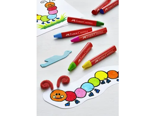 Waskrijt Faber-Castell driehoekig assorti set à 12 stuks