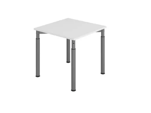 bureau,HxBxD 680-820x800x800mm,blad grijs,4voeten grafiet,ronde buis