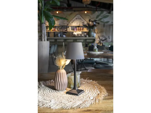 Lampe de table Securit Milano LED rechargeable dimmable taupe-noir