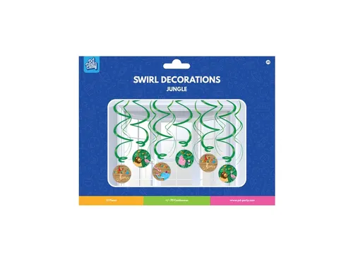 Jungle hangdecoratie 70cm Party Swirl 12 stuks