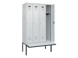 locker met bank,HxBxD 2120x1200x815mm,4vak,vak B 300mm,cilinderslot