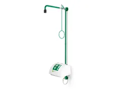 plens-/oogdouche,m. wasbak m. afdekking,RVS/messing,groen