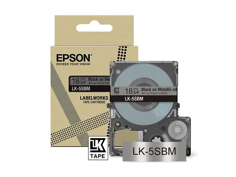C53S672094 Epson 18mm zilver zwart LK-5SBM lettertape metallic 9m