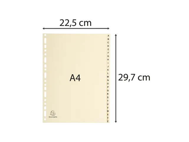 Bedrukte Tabbladen Karton 155g 26-Delig A-z 23-Gaats A4 Ivoor