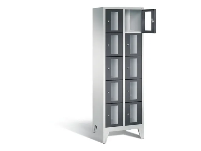 Lockerkast 1850x610x500mm 2x5 vakken Cilinderslot Poten, RAL7021