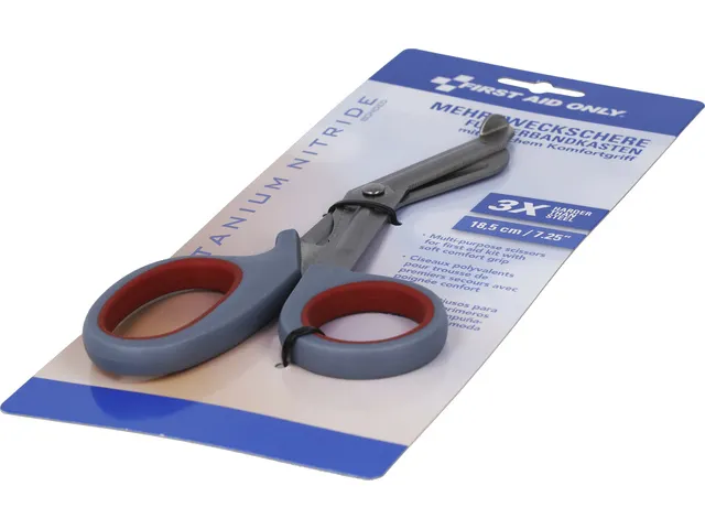 Softgrip schaar 180mm First Aid Only grijs/rood