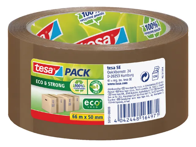 Verpakkingstape Tesapack Eco & Strong 50mmx66m bruin PP