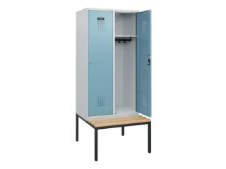 locker met bank,HxBxD 1950x800x815mm,2vak,vak B 400mm,cilinderslot - 1