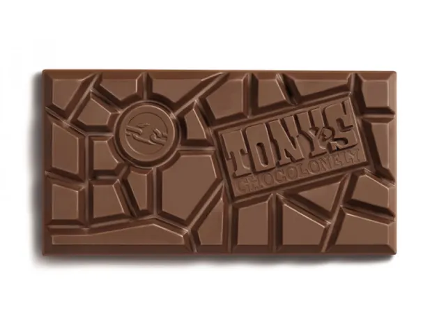 Chocolade Tony's Chocolonely reep 180gr donker melk pretzel toffee