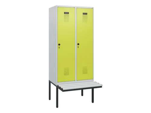 locker met bank,HxBxD 1950x800x815mm,2vak,vak B 400mm,draaigrendel