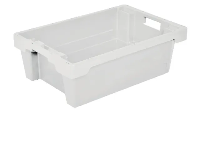 Euronorm Draaistapelbak 200x600x400mm Wanden/bodem Gesl. Wit 32l