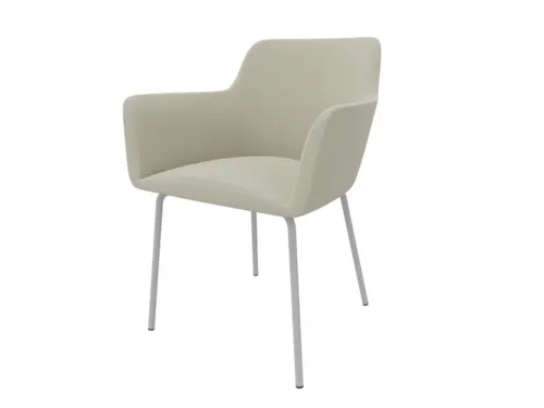 Bezoekersstoel 4Voeten Ronde Buis Verchroomd Beige