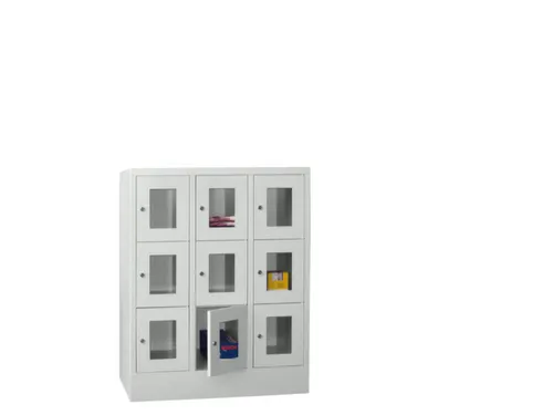 lockerkast,HxBxD 1187x900x500mm,3x3vakken,RAL7035,front RAL7035