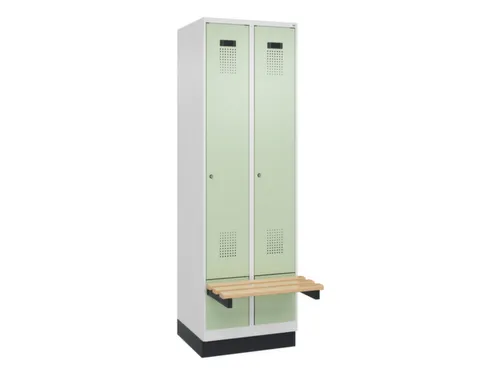 locker met bank,HxBxD 1950x600x815mm,2vak,vak B 300mm,cilinderslot