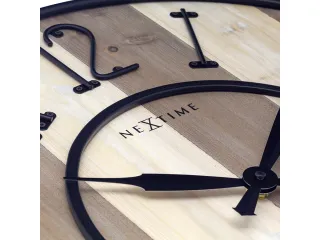 Grote wandklok - 50cm - Stil - Hout - Zwart Metaal - "Oxford" -NeXtime - 5