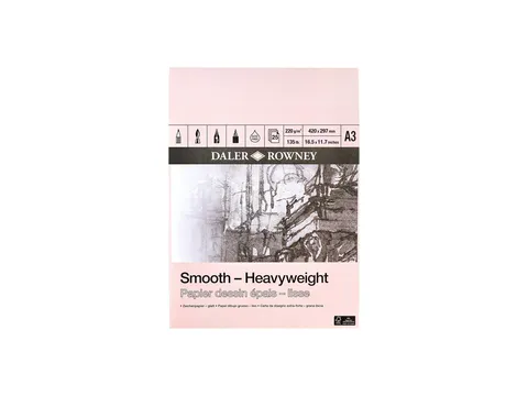 Tekenpapier Daler-Rowney Smooth Heavyweight 220gr A3 natuurlijk wit