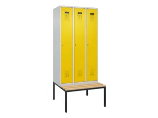 locker met bank,voor scheiding van kleding,HxBxD 2120x900x815mm,3vak - 2
