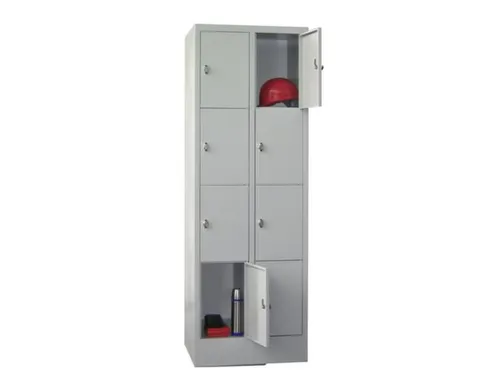 lockerkast,HxBxD 1850x600x500mm,2x4vakken,RAL7035,front RAL5012